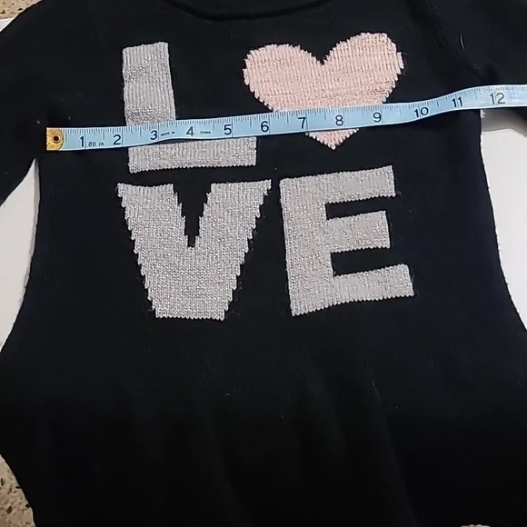 Crazy8 Cute Adorable Heart Love Girls Knitted Black Sweater in sz S 5/6 EUC - Picture 5 of 10